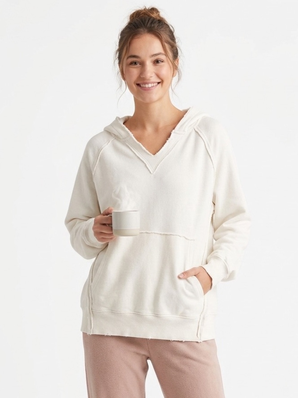 American Eagle Outfitters Off-White Pullover Hoodie